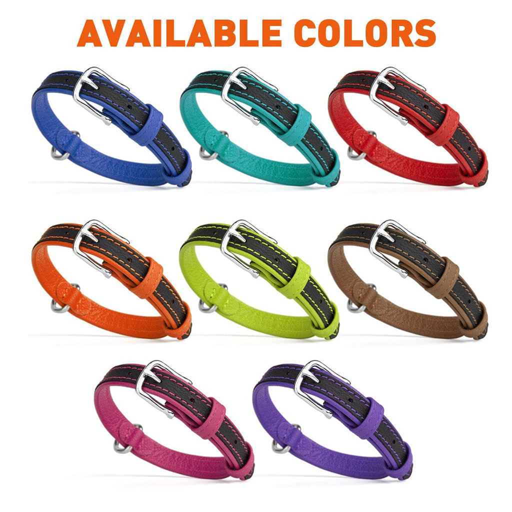 Soft Leather Dual-Color Flat Dog Collar
