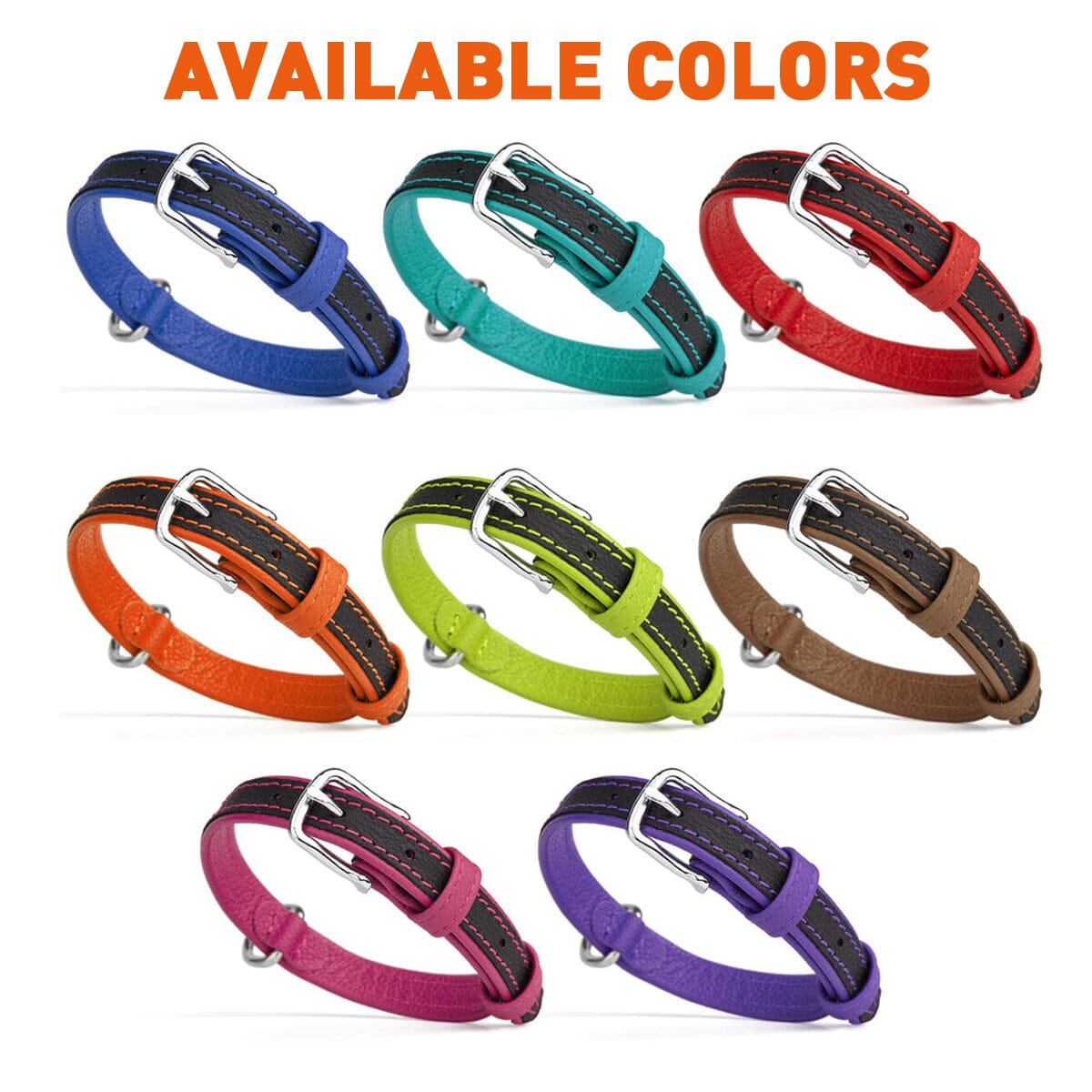 Soft Leather Dual-Color Flat Dog Collar