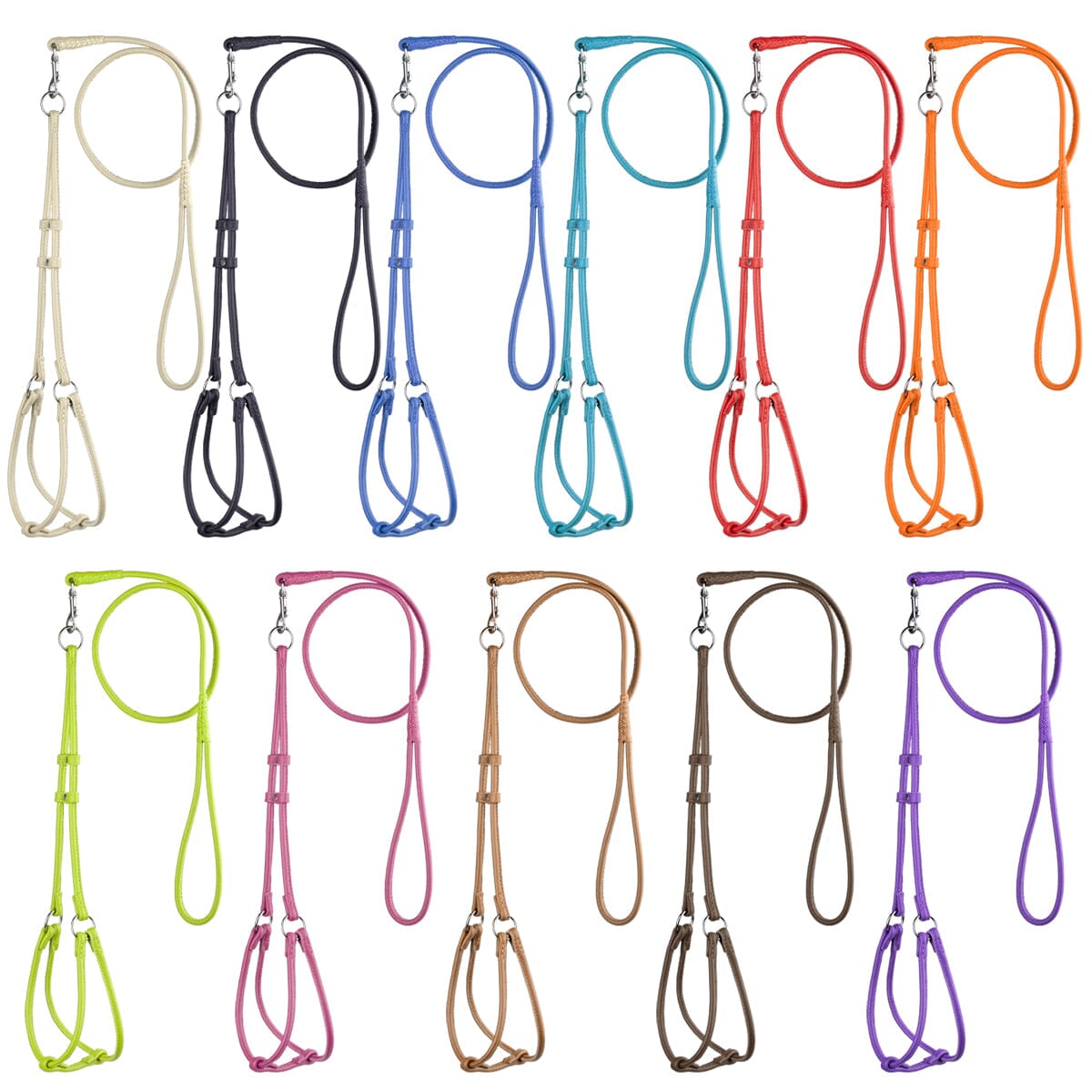 Soft Leather Round Step-In Dog Harness + Round Dog Lead