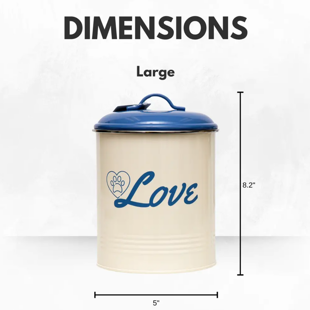 Country Living Set of 3 Pet Treat Canisters, Dog Treat Storage – French Blue Lid