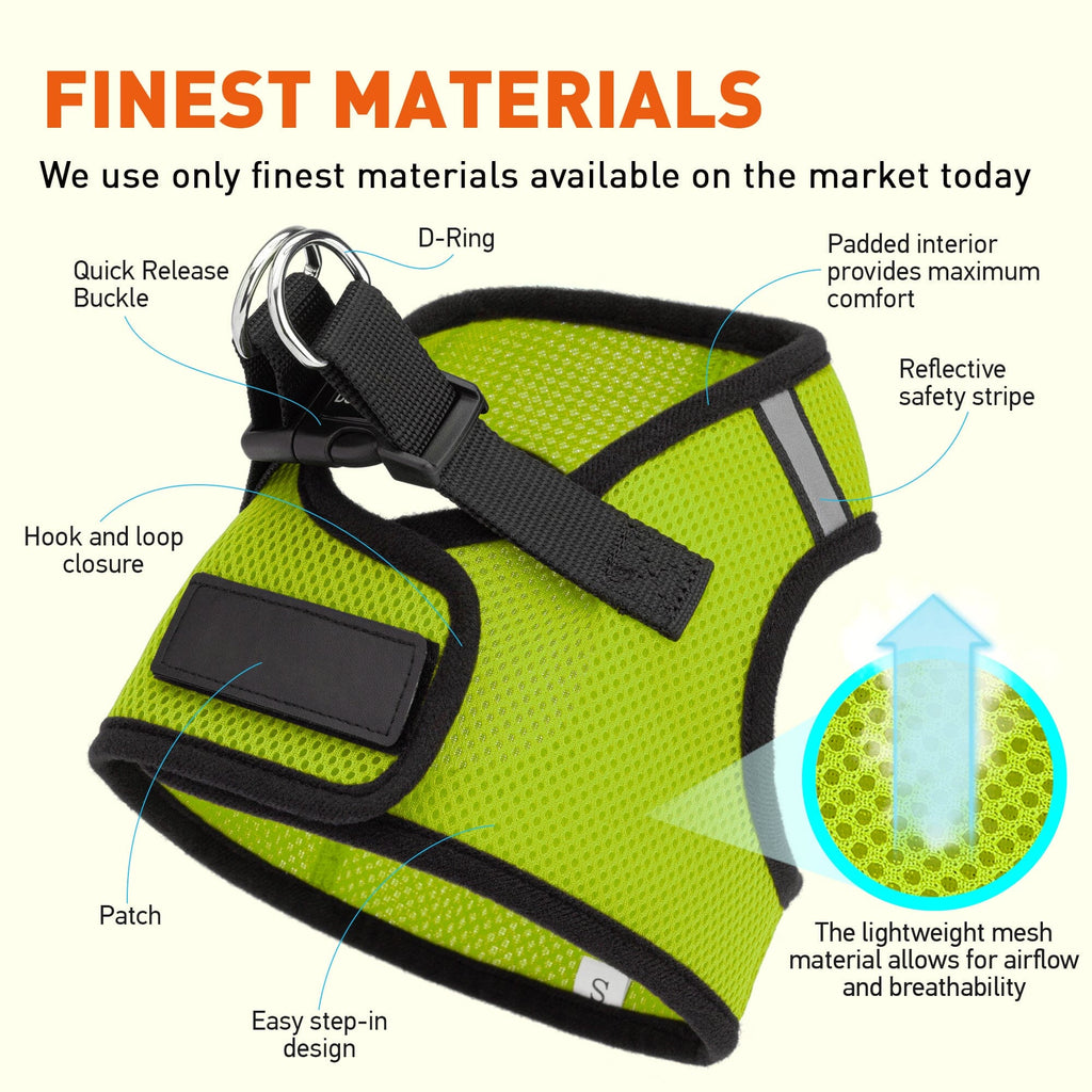 Boston Mesh Dog Harness + Built-in Hook & Loop Fastener