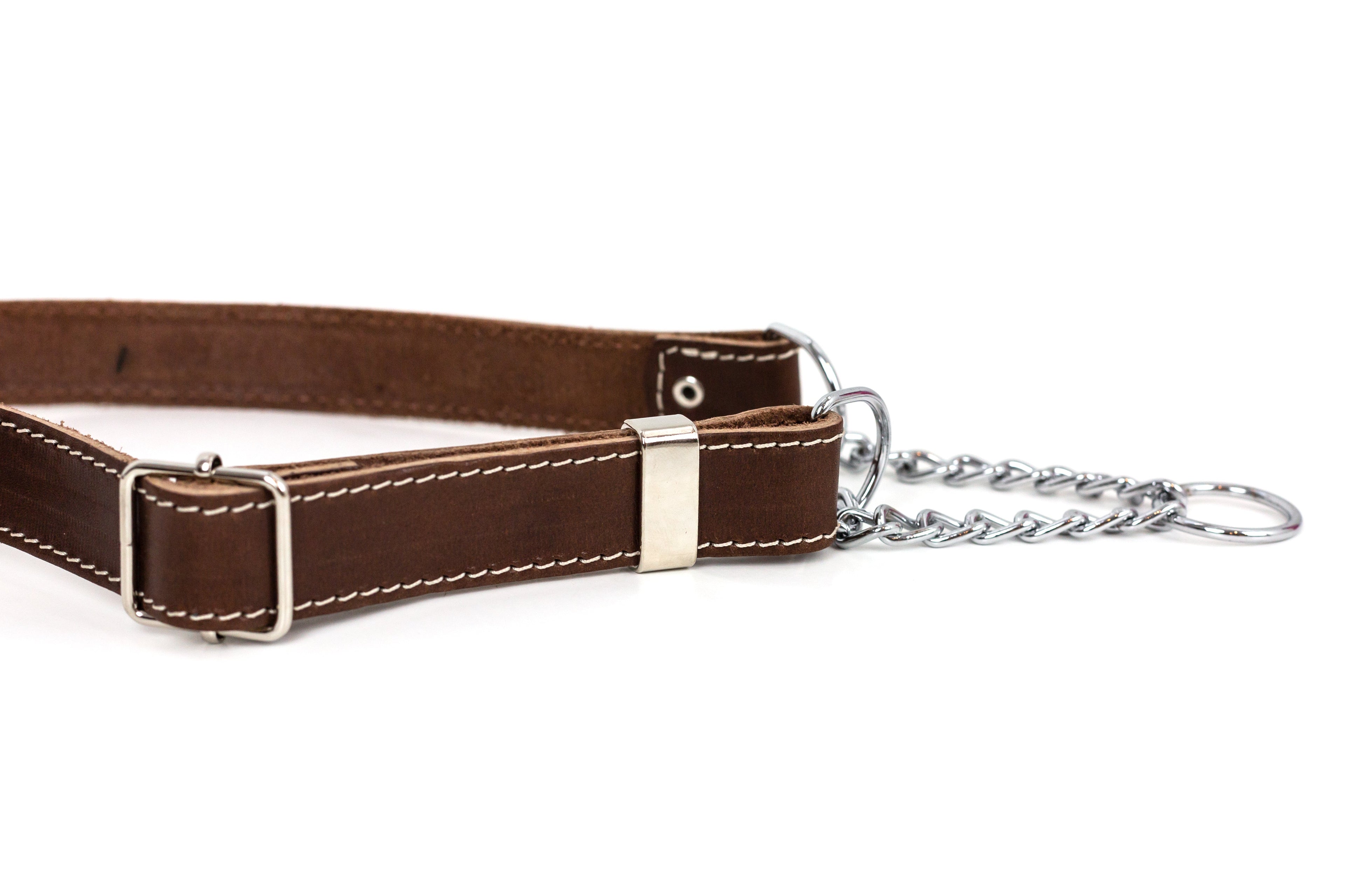 Martingale Chocolate Leather Dog Collar