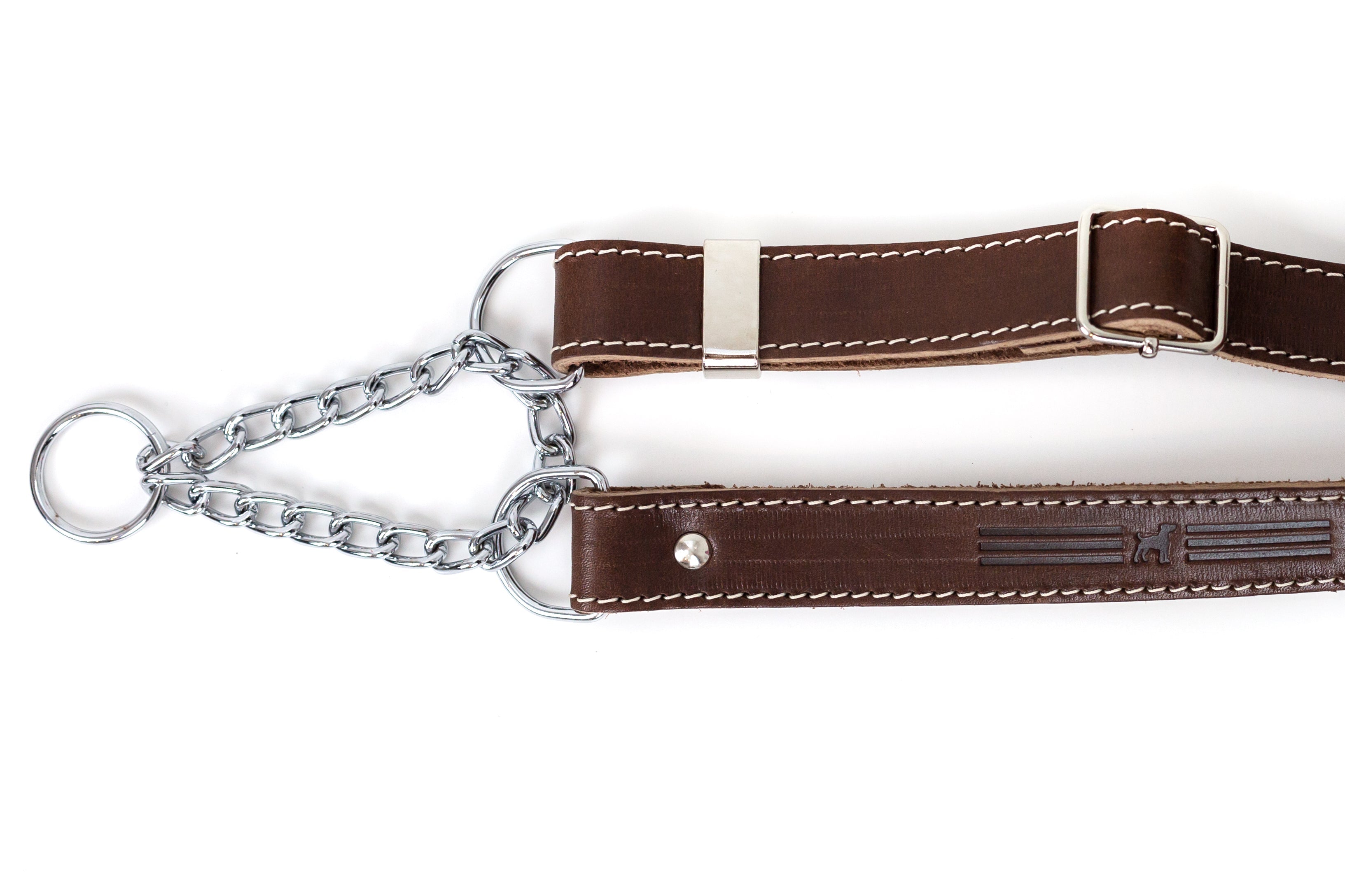 Martingale Chocolate Leather Dog Collar