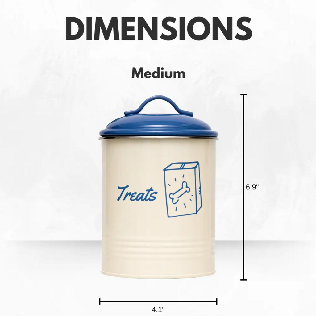 Country Living Set of 3 Pet Treat Canisters, Dog Treat Storage – French Blue Lid