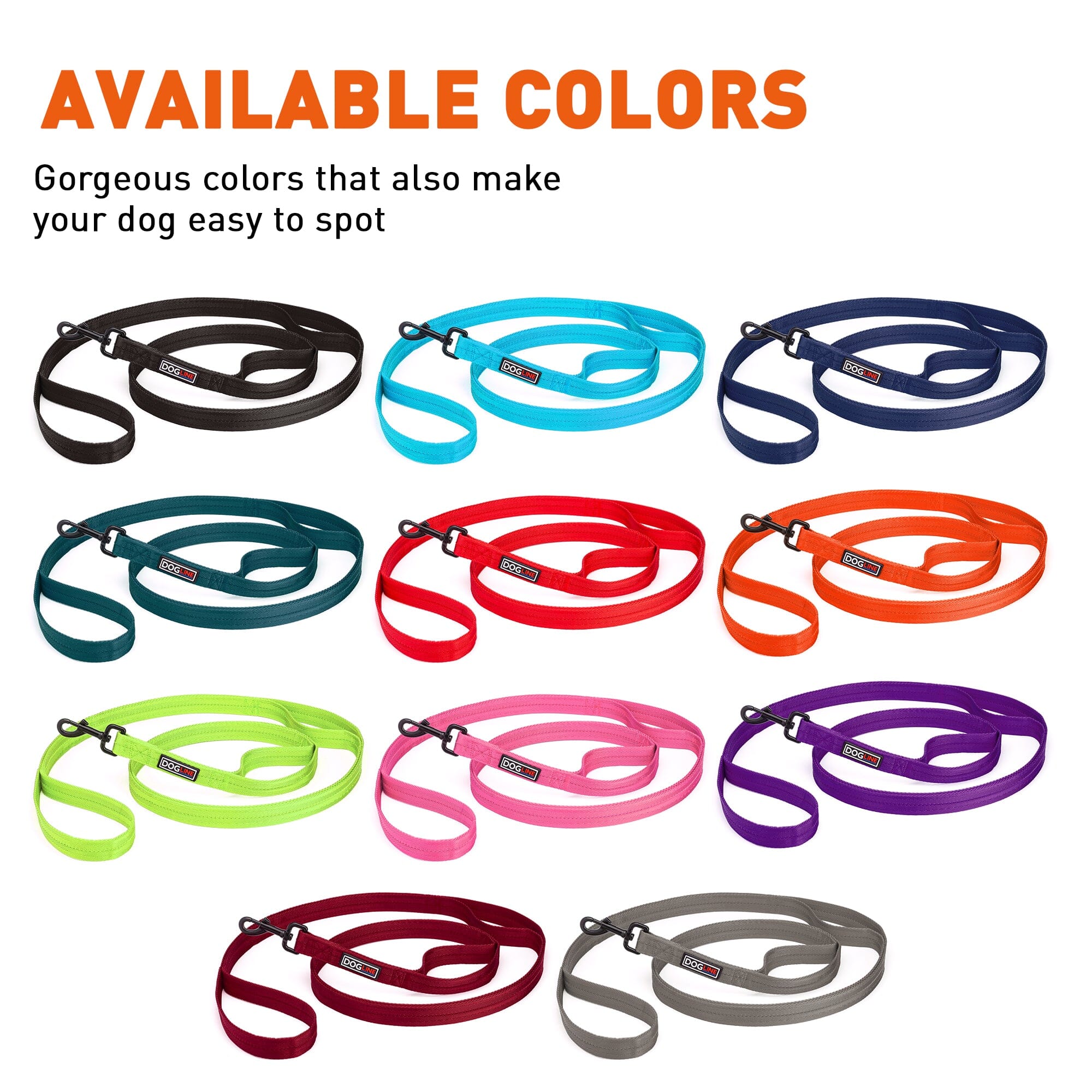 Nylon Multi-Handle Flat Dog Leash