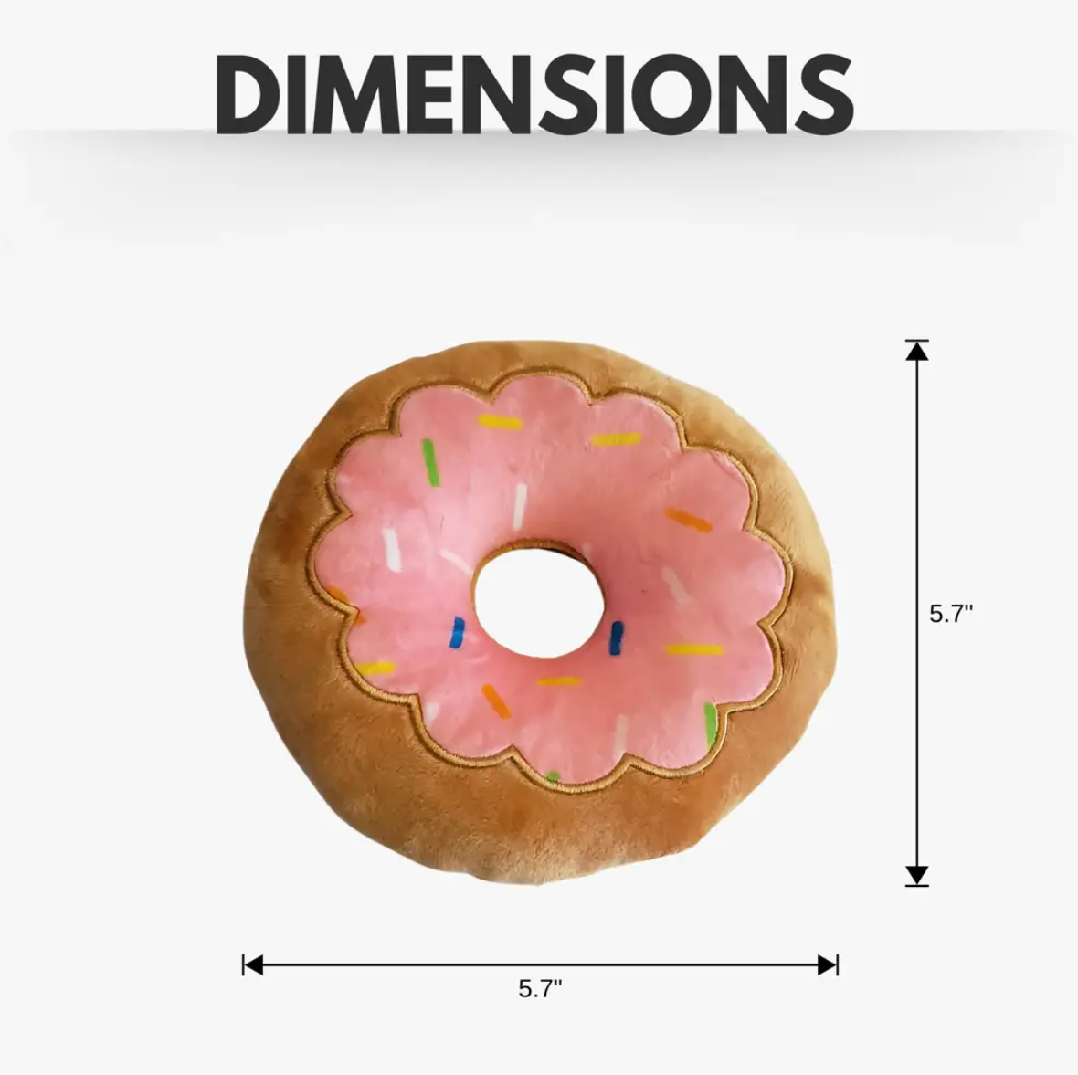 Donut Plush Dog Toy – Soft, Chewy and Cuddly, Safe & Non-Toxic, Ideal for Fetching, Tug-of-War, Gentle Chewing – Strawberry