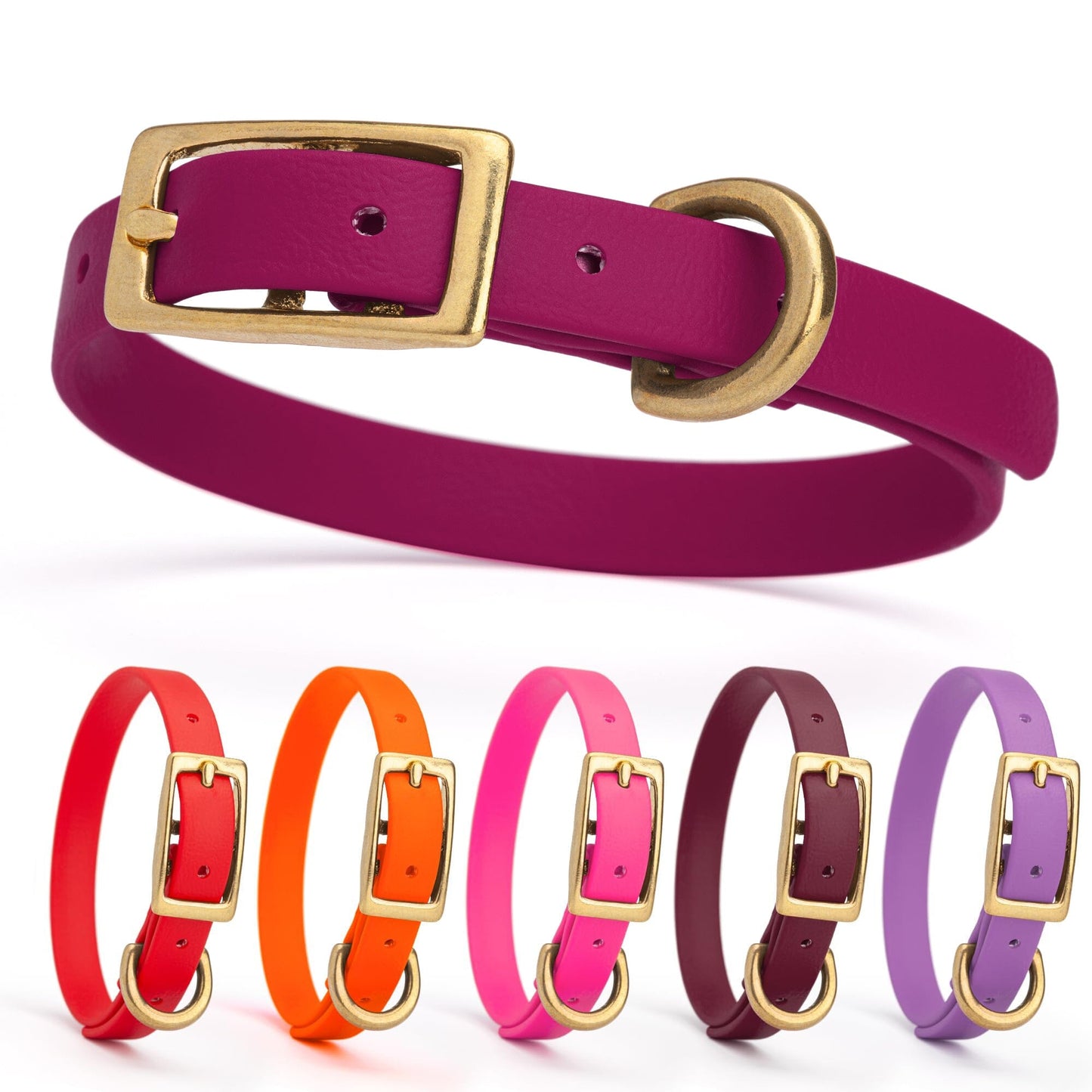 Viper Biothane Waterproof Dog Collar - Brass Hardware - Size XS (9" - 12")