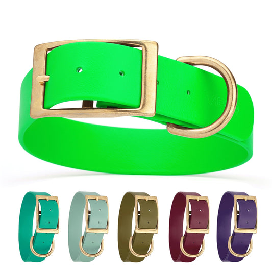 Viper Biothane Waterproof Dog Collar - Brass Hardware - 1.5in Wide - Size XXL (24" - 28")