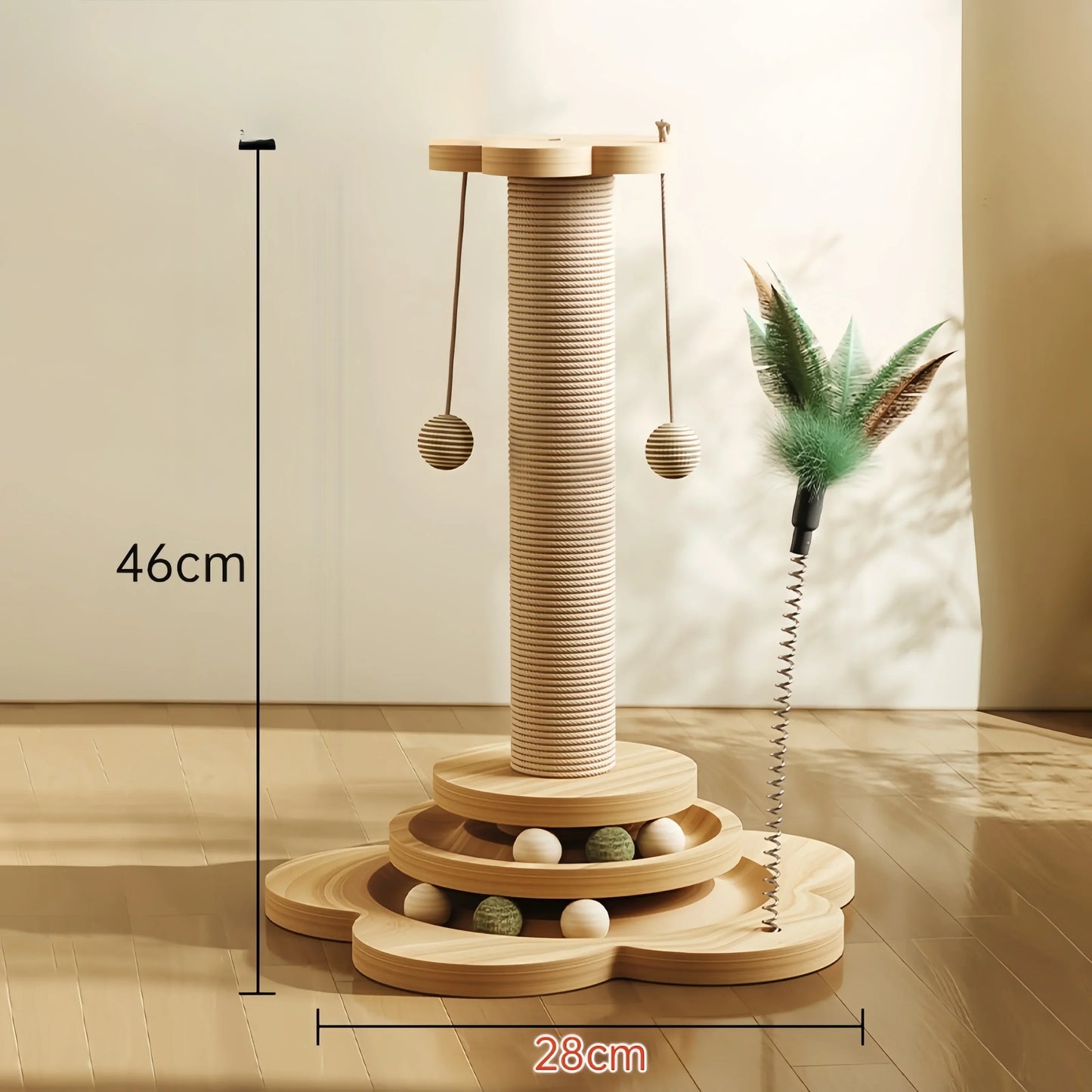 Solid Wood Cat Turntable Sisal Scratching Board