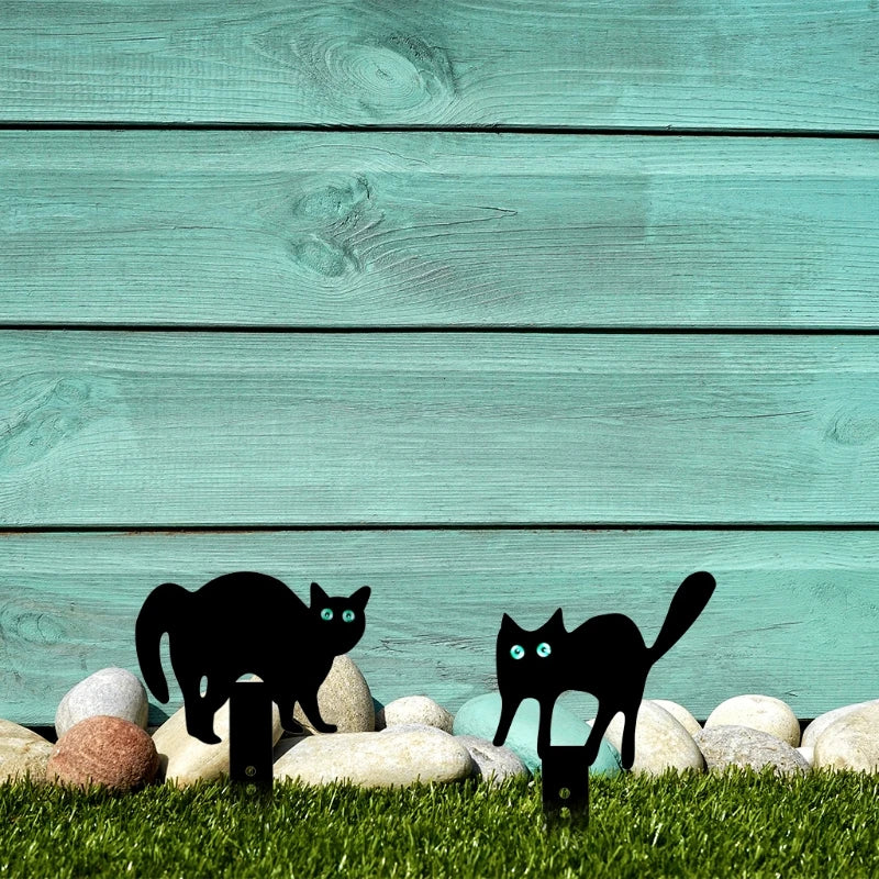 Cat Shaped Lawn Stakes Backyard Decoration