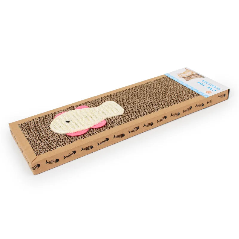 Cat Scratching Board With Cute Fish and Mouse Designs