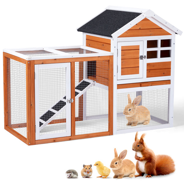 Orange-red, Wooden Chicken and Rabbit Enclosure