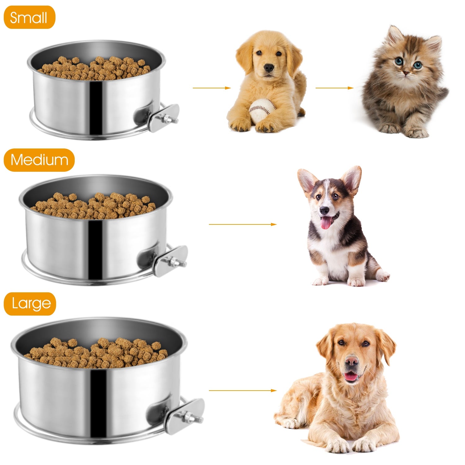 Stainless Steel Hanging Food Bowl with Clamp Holder