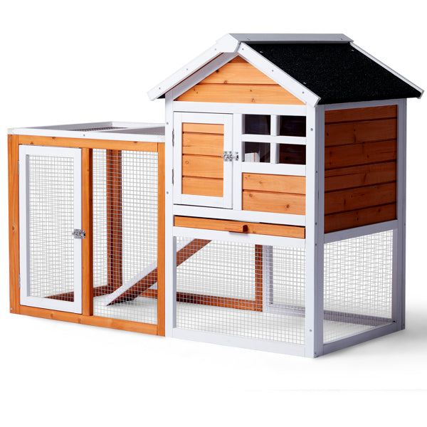 Orange-red, Wooden Chicken and Rabbit Enclosure