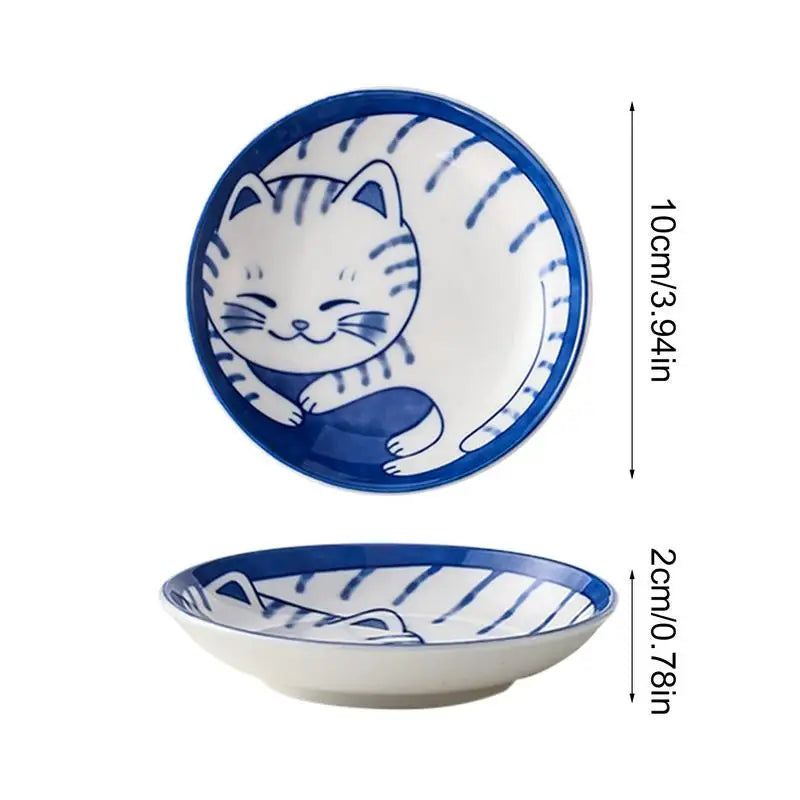 Cute Japanese Ceramic Cat Dining Plates