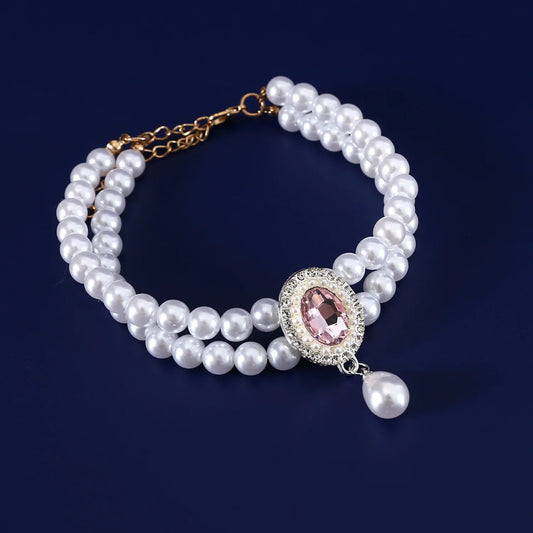 Adjustable Luxury Pet Pearl Necklace