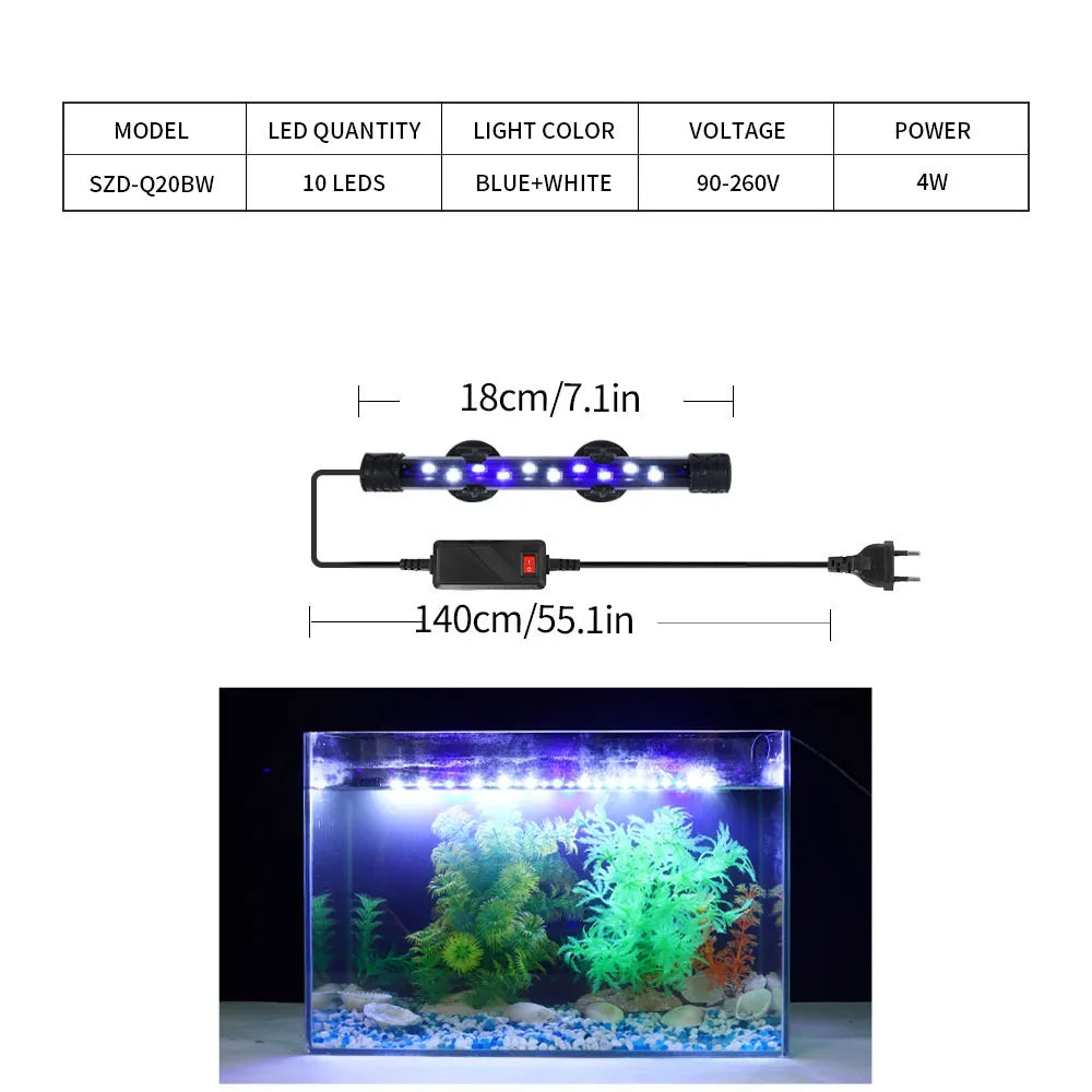 Aquarium Light LED Waterproof Fish Tank Clip Light 90-260V