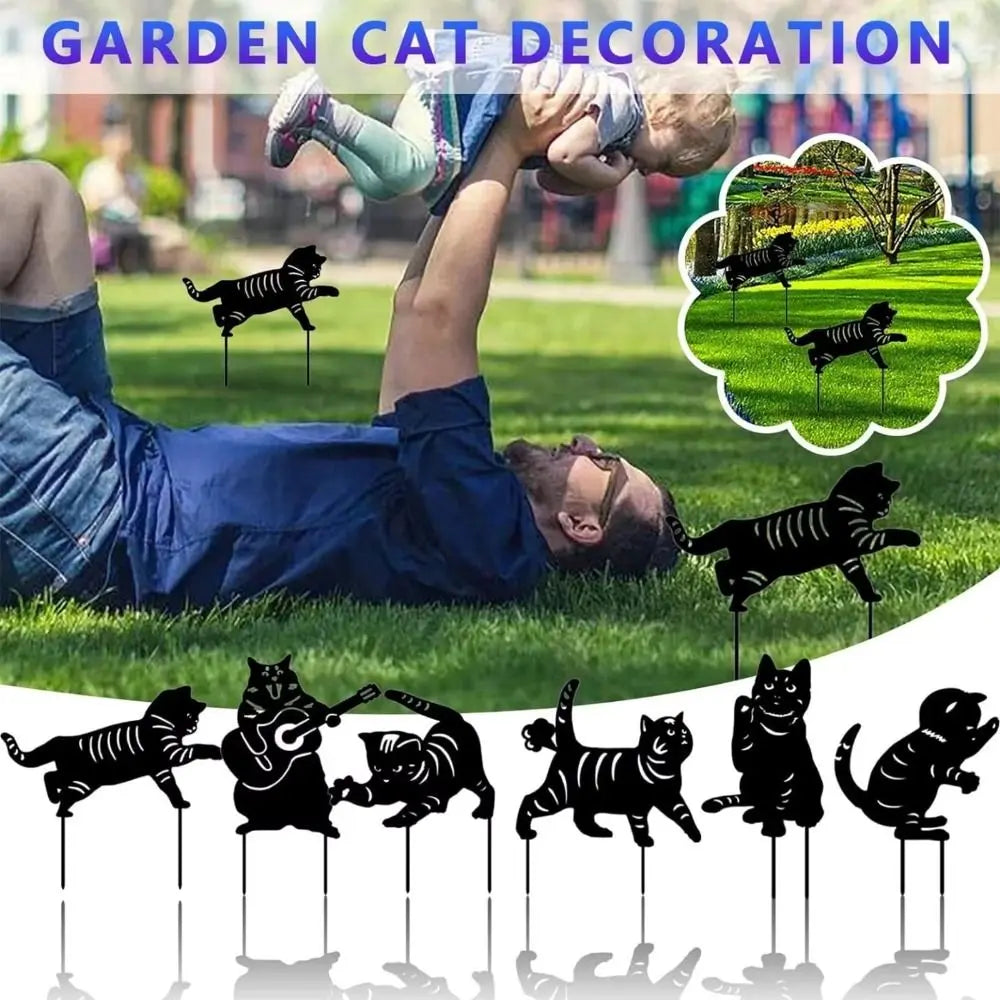 Yard Art Cat Sculpture Lifelike Figurines