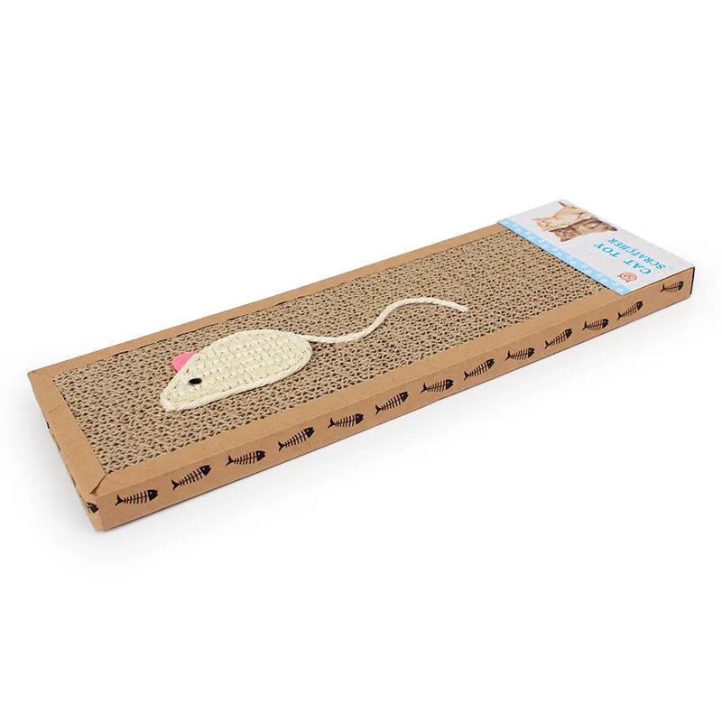 Cat Scratching Board With Cute Fish and Mouse Designs