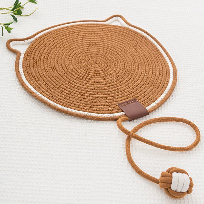 Cat shaped Scratcher Mat with Cotton Rope - Love My Pet