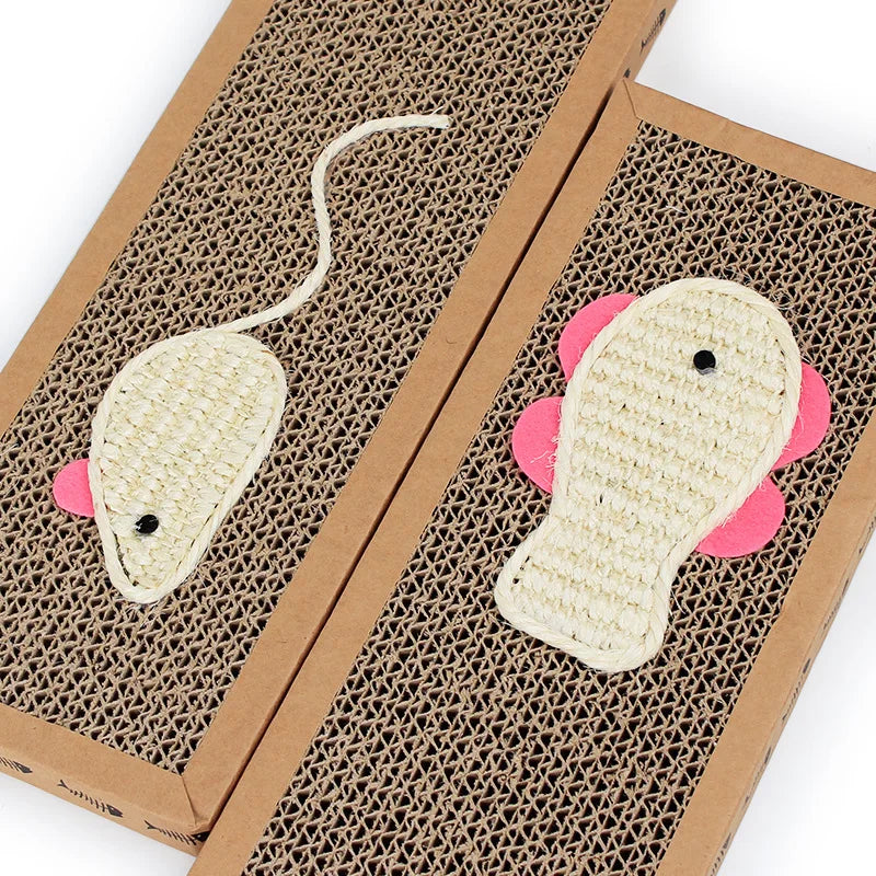 Cat Scratching Board With Cute Fish and Mouse Designs