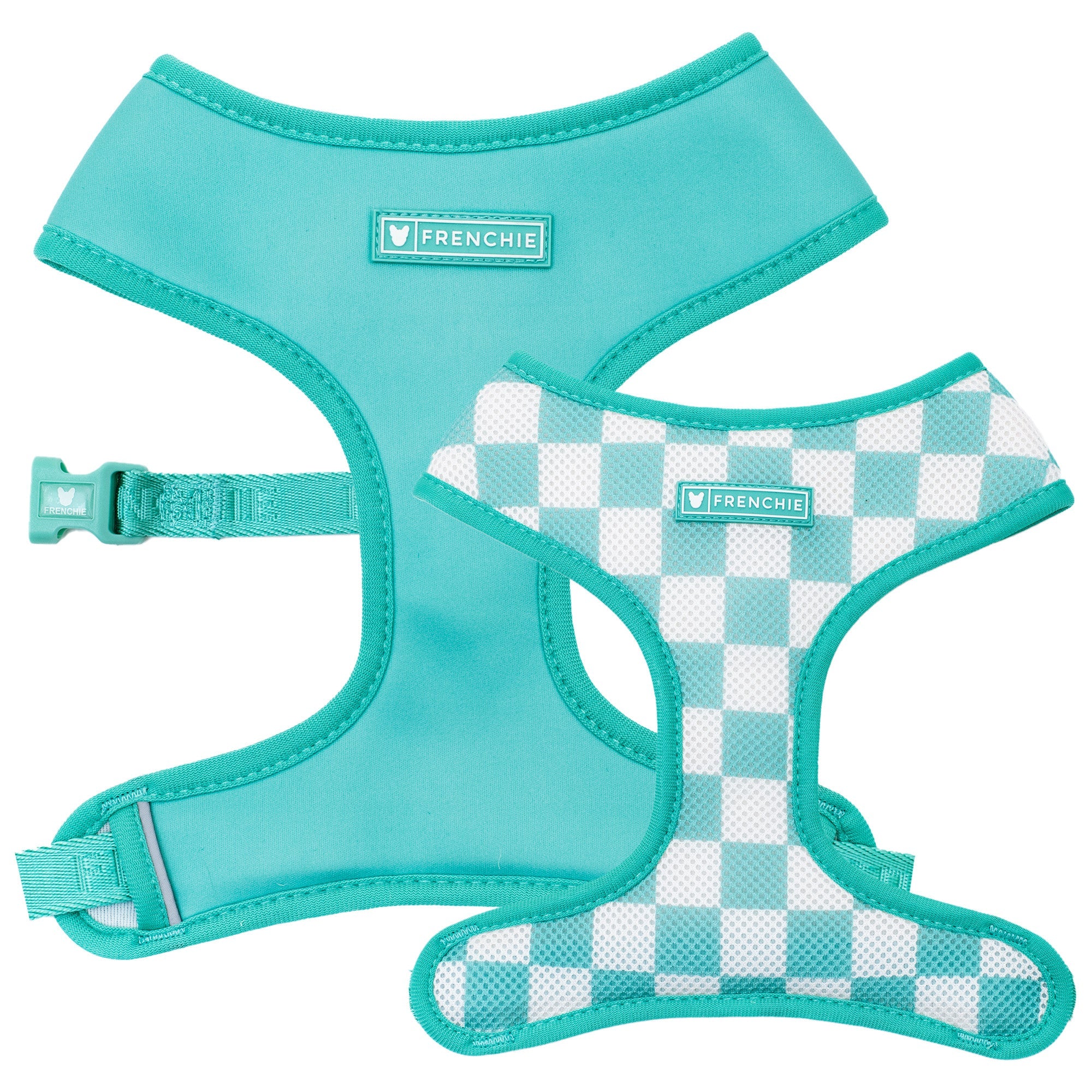 Frenchie Duo Reversible Harness - Solid Aqua
