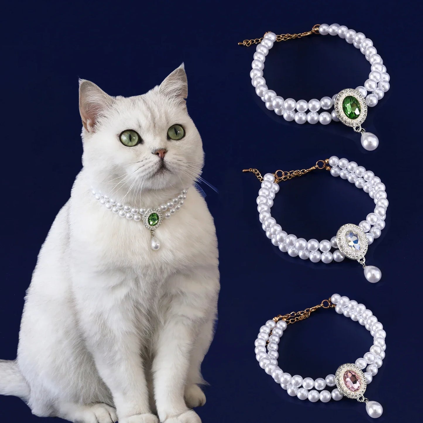 Adjustable Luxury Pet Pearl Necklace