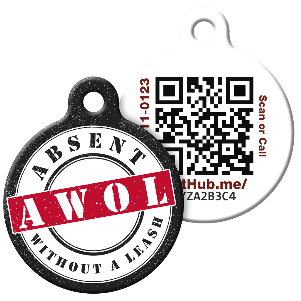 PetHub QR Pet ID Tag – Absent Without a Leash (AWOL)