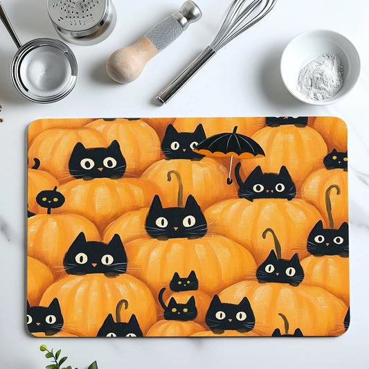 Absorbent Tableware Dish Drying Mats, Pumpkin Cat