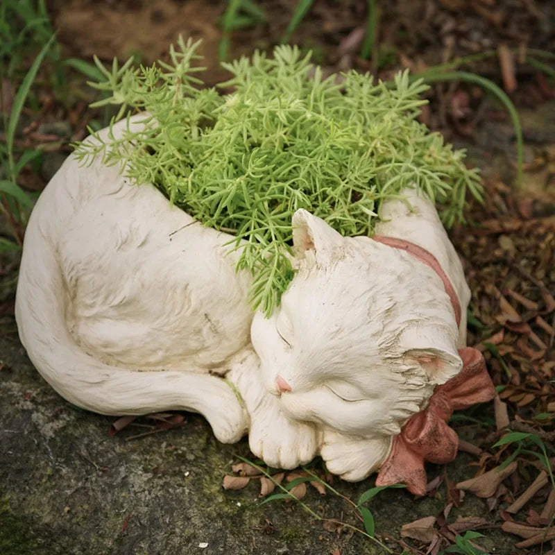 Resin Cat Plant Vase