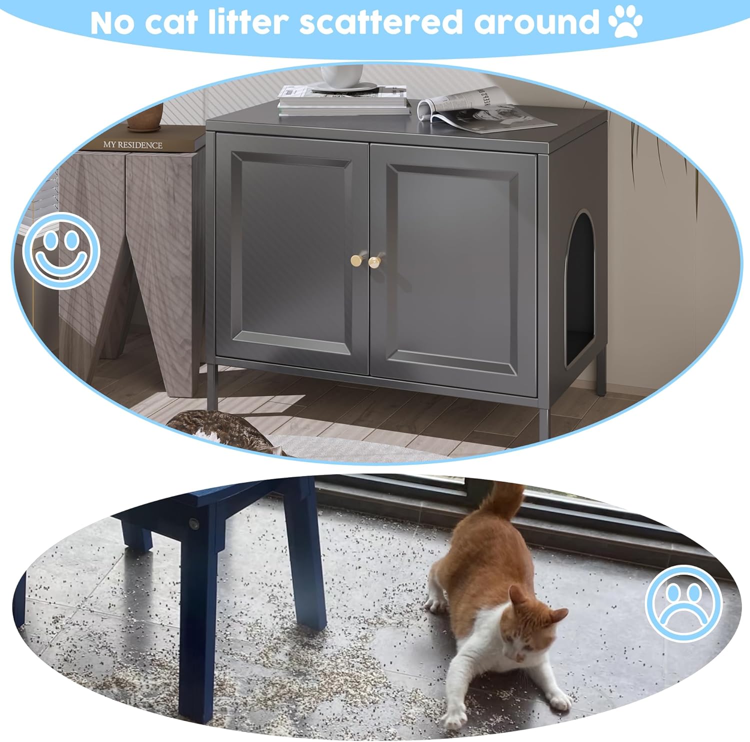 Cat Litter Box Enclosure Furniture With Barn Door