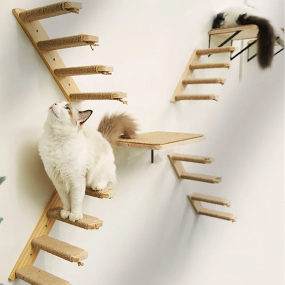 Cat Wall Mounted Climbing Ladder,  Steps and Jumping Platform