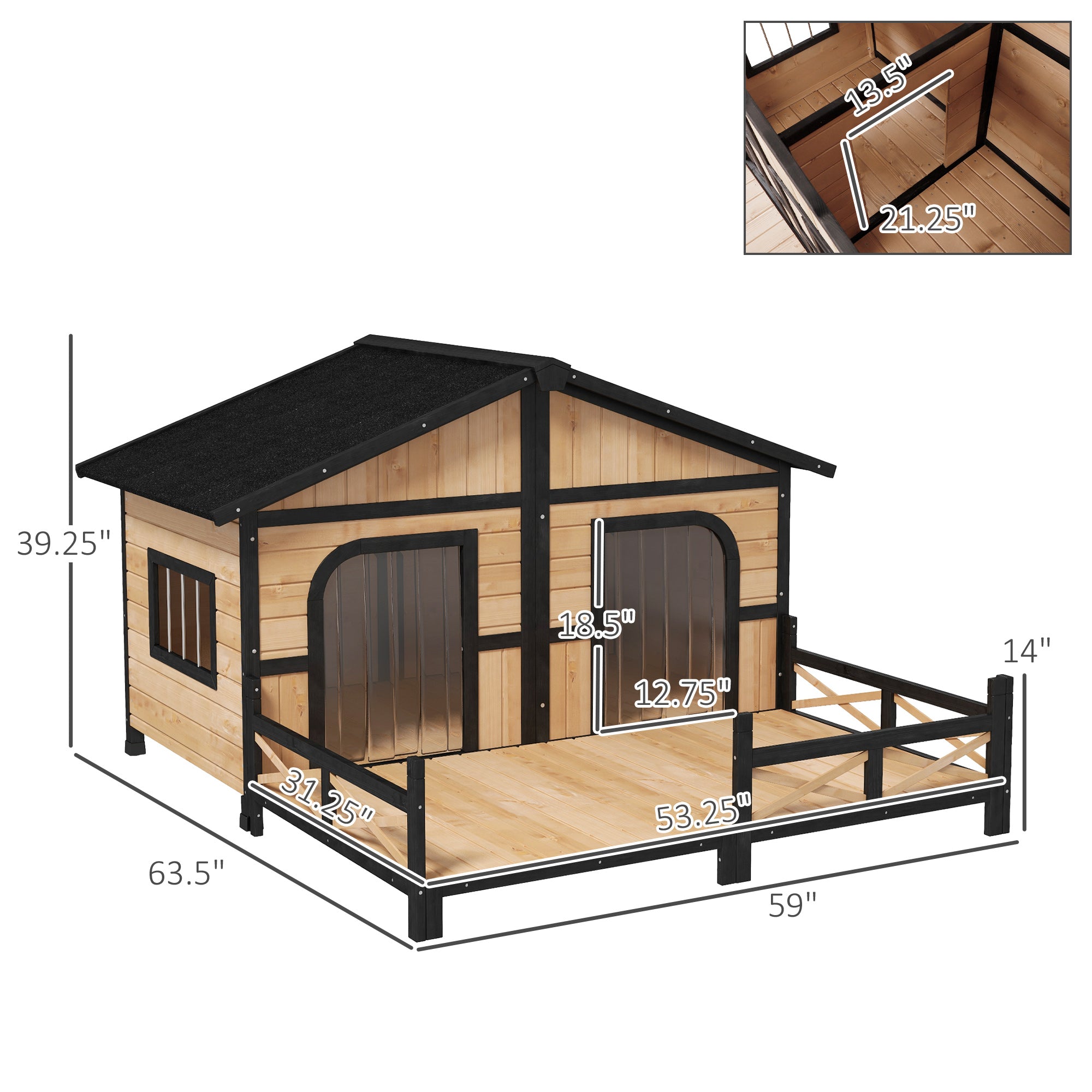 Large Wooden Dog House Rustic Log Cabin Style