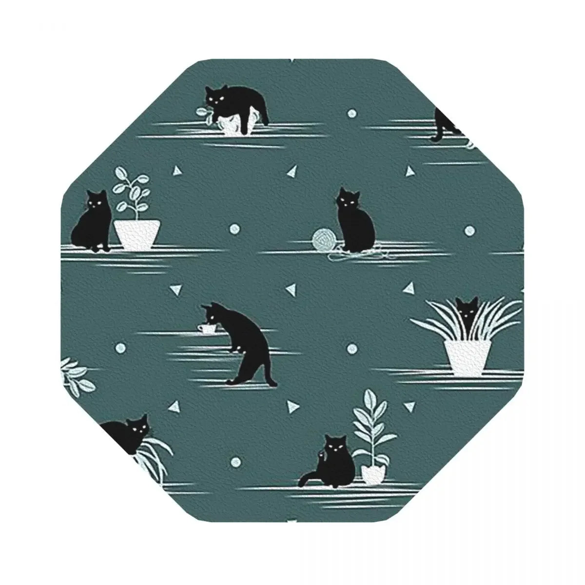 When The Black Cat Is Alone At Home Coasters, Placemats Set of 4