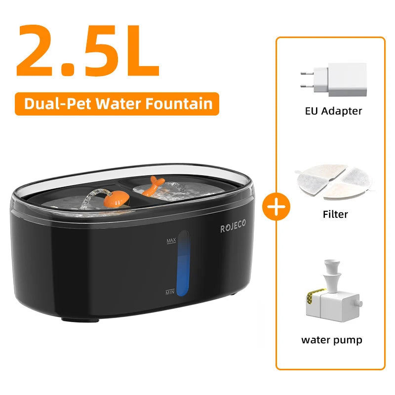 Automatic Pet Water Fountain, Dual bowls And Wireless