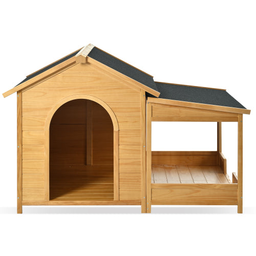 Large Wooden Dog House With Porch, Asphalt Roof and Elevated Floor