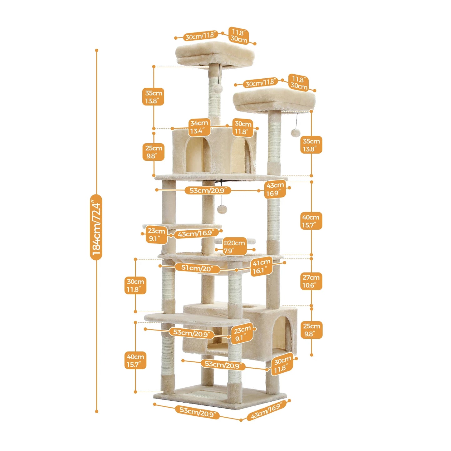 Multi-Level Cat Tree Cat Tower with Scratching Post