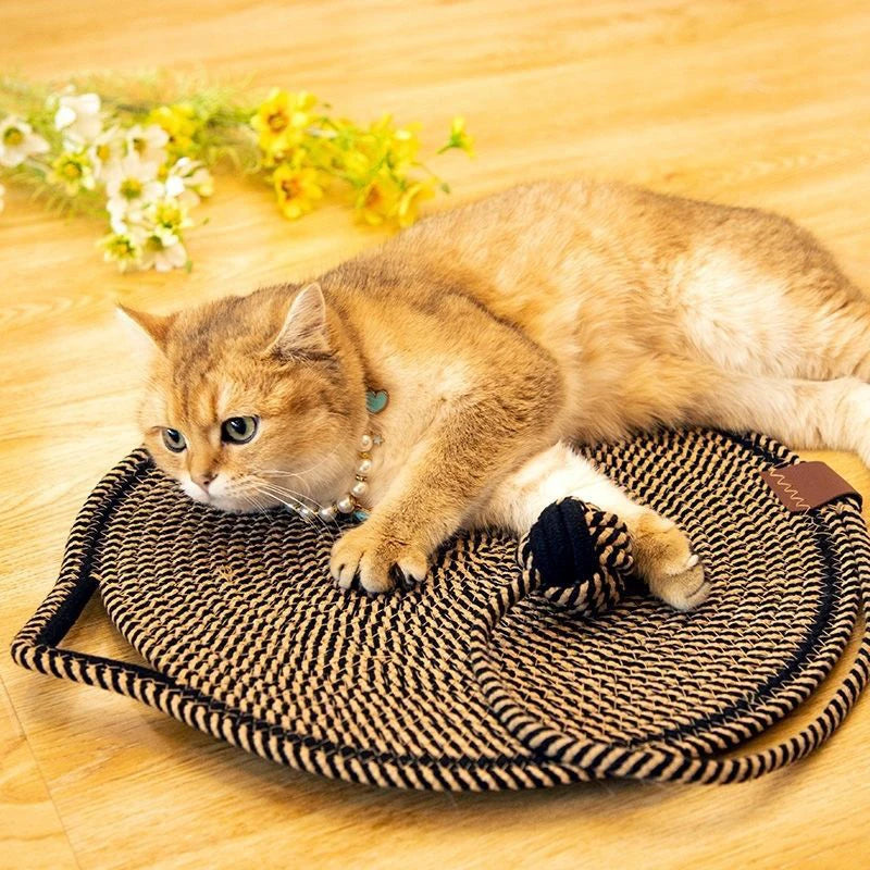 Cat shaped Scratcher Mat with Cotton Rope - Love My Pet