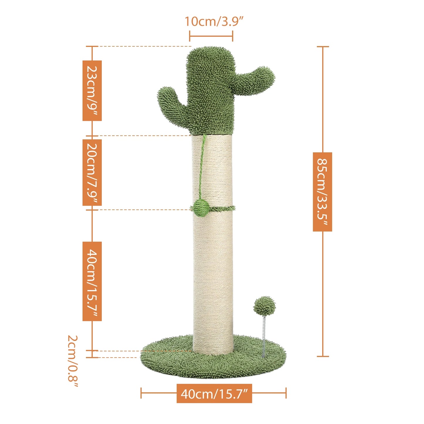 Cute Cactus Cat Tree With Toy Ball Scratching Post