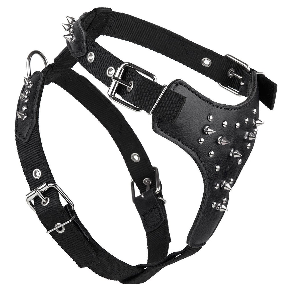 Leather + Nylon Spiked Dog Harness