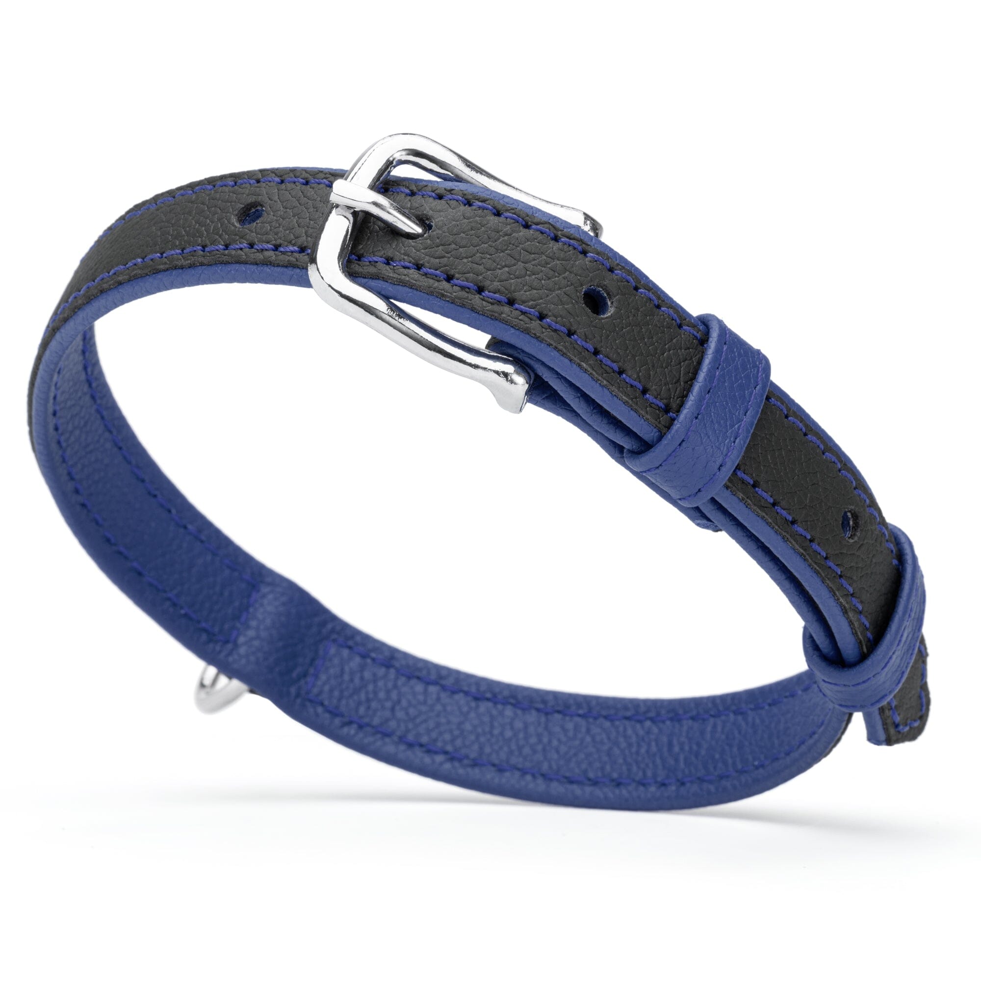 Soft Leather Dual-Color Flat Dog Collar