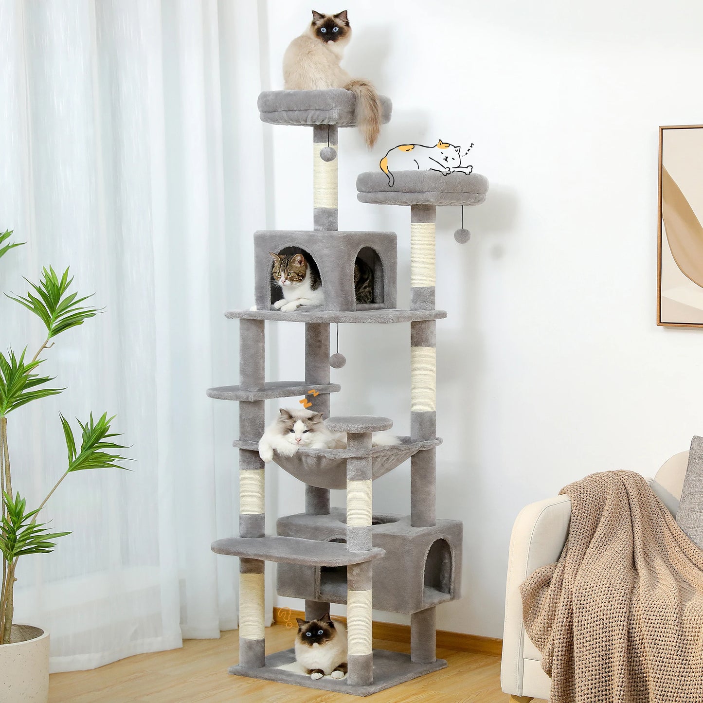 Large Cat Tower with Sisal Scratching Posts