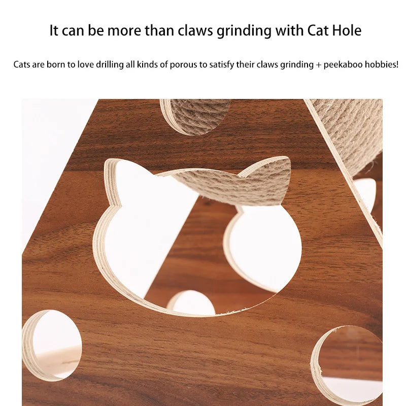 Solid Wood Cat Rotating Scratch Ball