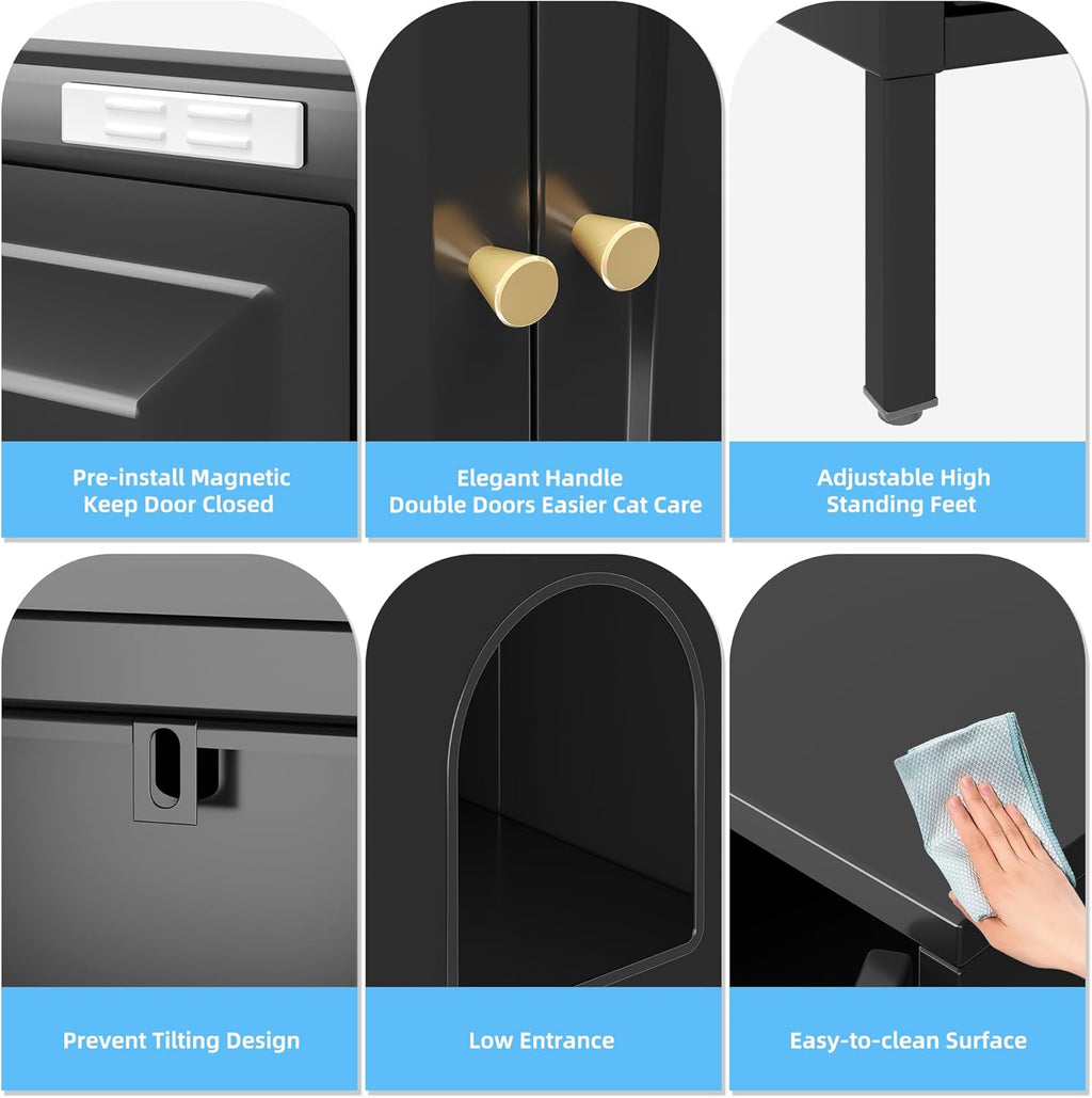 Cat Litter Box Enclosure Furniture With Barn Door