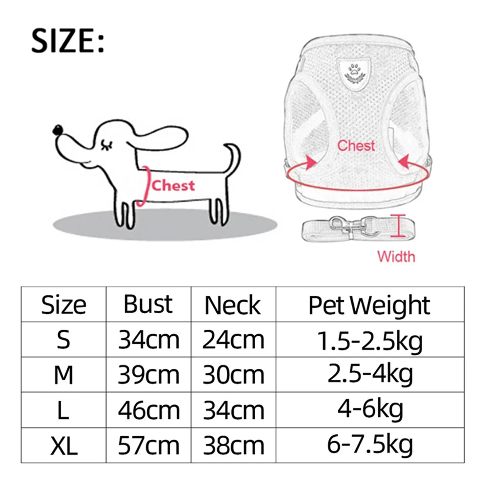 Pet Harness Adjustable Breathable Harnesses, Reflective