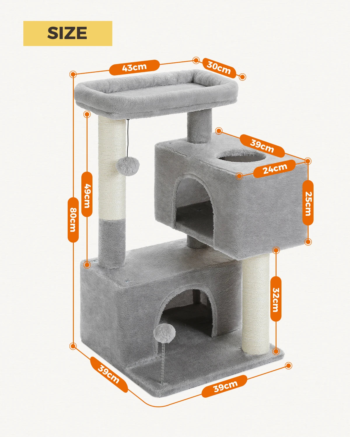 Cat Tower with Double Condo With Large Top Perch