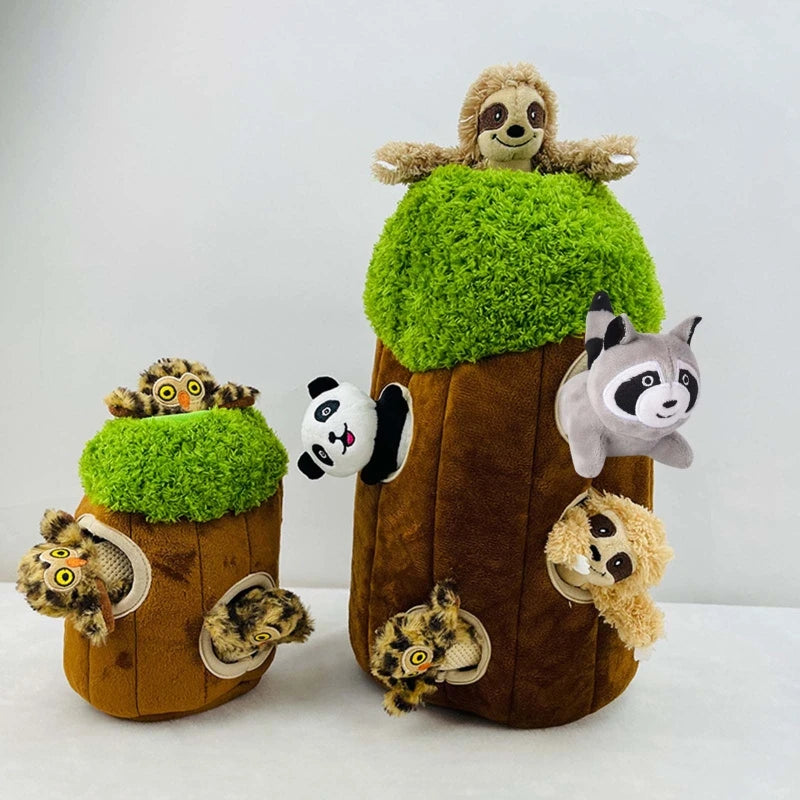 Dog Hide And Seek Colorful Squeak Stuffed Animals and Tree Toy