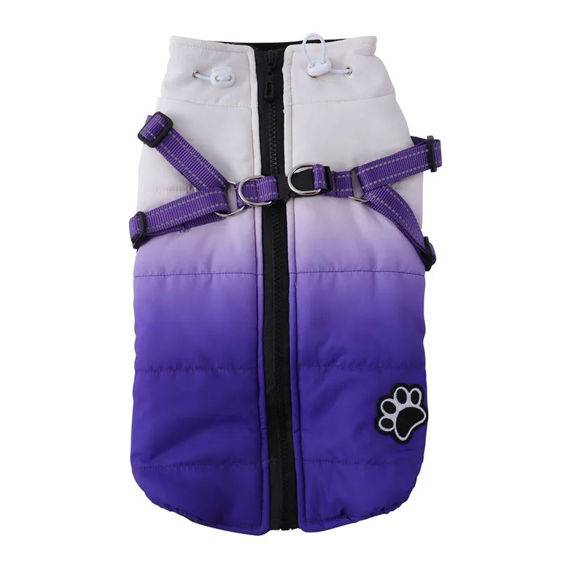 Waterproof Pet Winter Jacket With Harness and Reflective