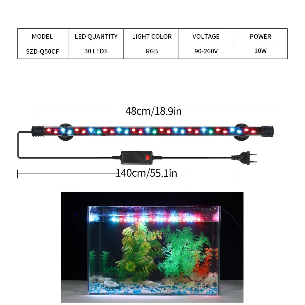 Aquarium Light LED Waterproof Fish Tank Clip Light 90-260V