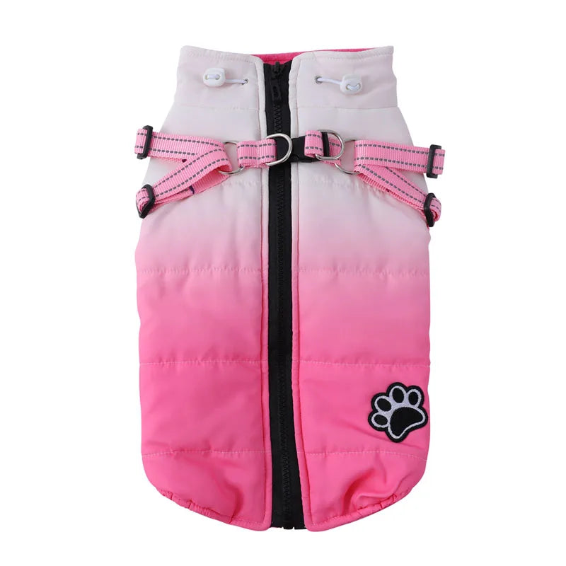 Waterproof Pet Winter Jacket With Harness and Reflective